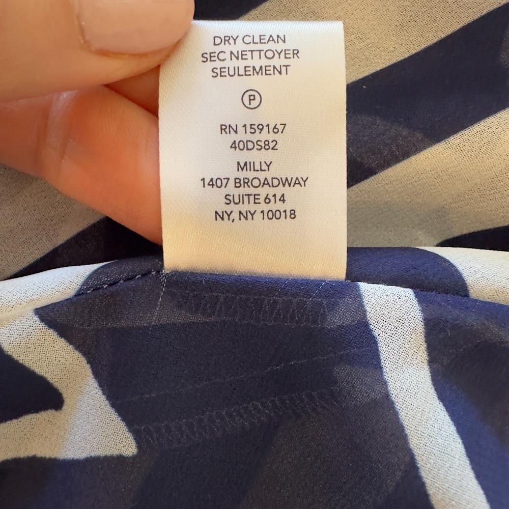 NEW Milly‎ Patchwork Chevron Swimsuit Cover-Up Midi Wrap Skirt-Blue/White-Size S - Picture 14 of 15